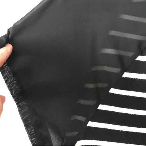 WEST Kei short sleeve t shirt with horizontal stripes and sheer sleeves. - Picture 2 of 5